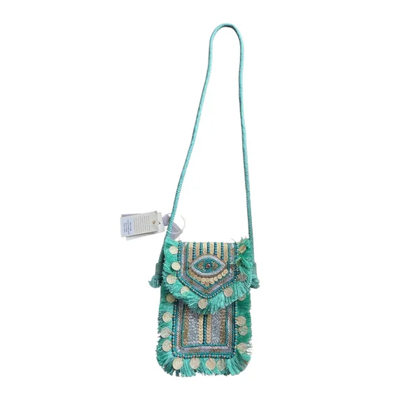 Antik Kraft - NEW Boho Evil Eye Beaded Crossbody Bag Coin Tassel Fringe - Picture 5 of 8